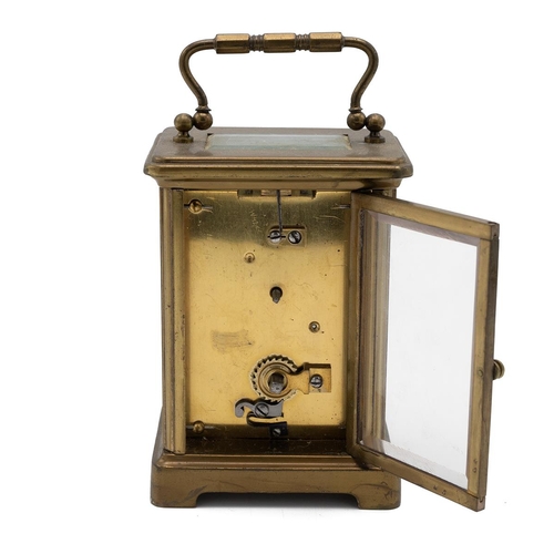 183 - Late 19th or early 20th Century brass cased carriage clock of typical form with five glass panels. W... 