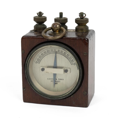 222 - Edison and Swan Q & I detector, dated 1917, in a mahogany case, along with a reproduction brass sext... 