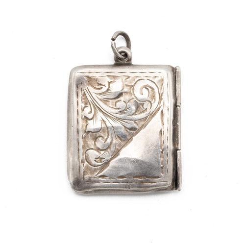 225 - Chester hallmark  (possibly 1921, A E Jones) sterling silver stamp case fob, engraved with acanthus ... 