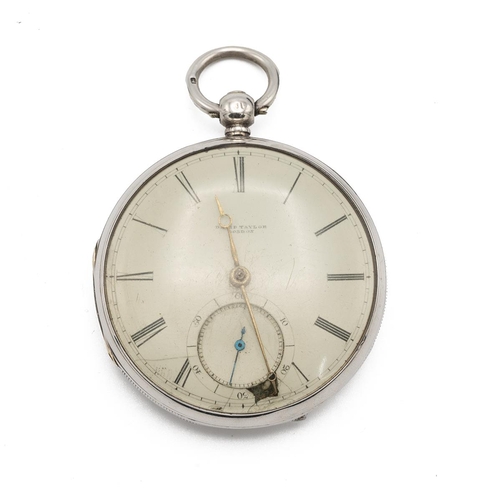 23 - Victorian silver pocket watch, London 1852, along with a silver fob chain, two silver ladies' pocket... 