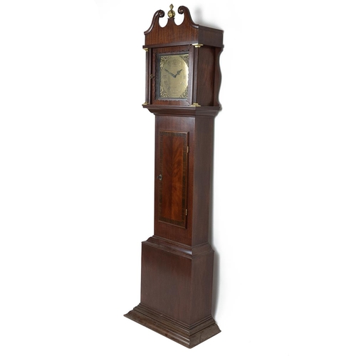 26 - 20th Century three train Goodfellows long case clock, chain wound and striking the quarter hours and... 