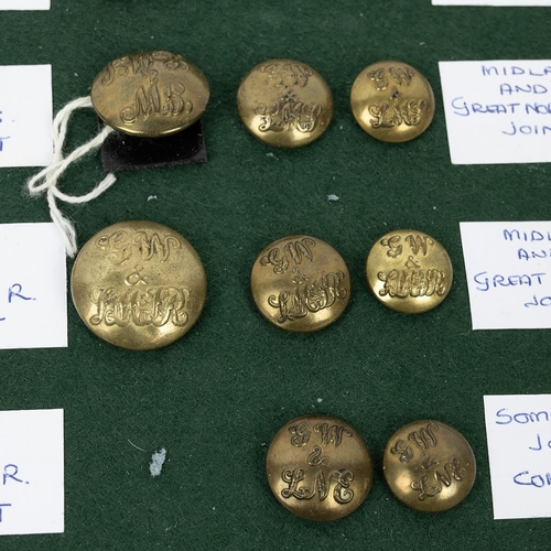 284 - Quantity of Joint Railway buttons  including rare nickel 'Barnsley Joint Station' size 23mm (not men... 