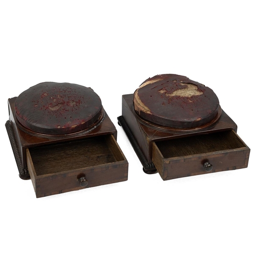 321 - Pair of 19th century tailor's sewing boxes with pincushion tops. (2)