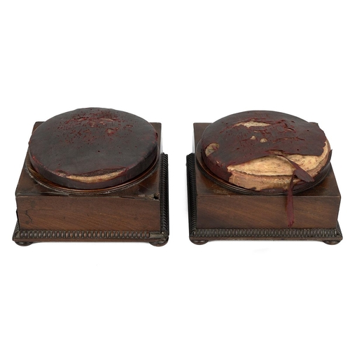 321 - Pair of 19th century tailor's sewing boxes with pincushion tops. (2)