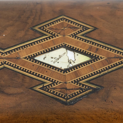 339 - Late 19th Century domed top tea caddy of walnut inlaid with mother of pearl and Tunbridgeware style ... 