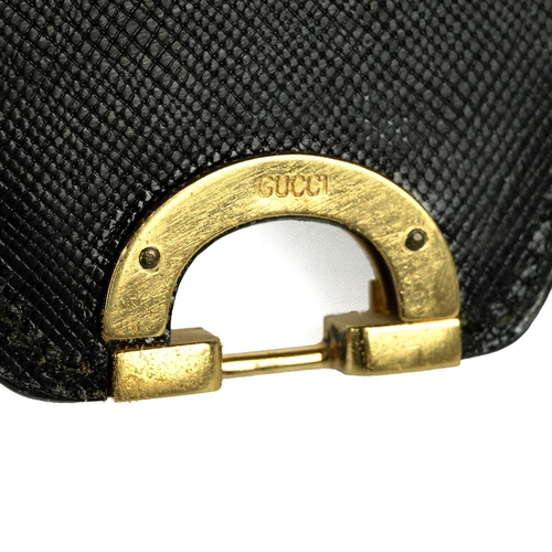 368 - Circa 1980s vintage Gucci black leather handbag, with gold-tone hardware, single handle, leather int... 