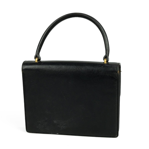 368 - Circa 1980s vintage Gucci black leather handbag, with gold-tone hardware, single handle, leather int... 