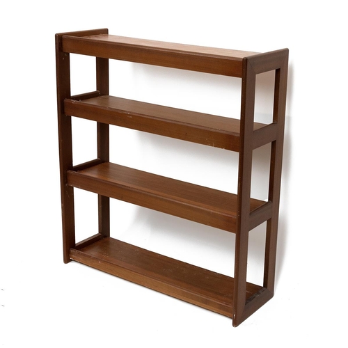 394 - Mid Century teak three tier open bookcase. H 94cm, W 83cm, D 29cm.