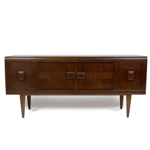 397 - Mid Century Stonehill Furniture Ltd sideboard comprising central cupboard with two drawers opening t... 