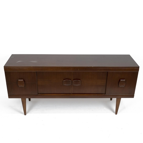 397 - Mid Century Stonehill Furniture Ltd sideboard comprising central cupboard with two drawers opening t... 