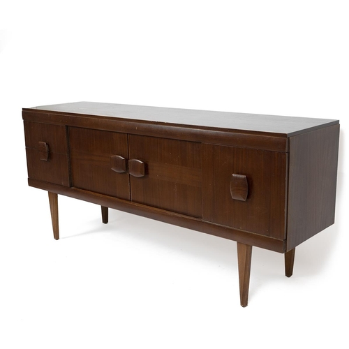 397 - Mid Century Stonehill Furniture Ltd sideboard comprising central cupboard with two drawers opening t... 