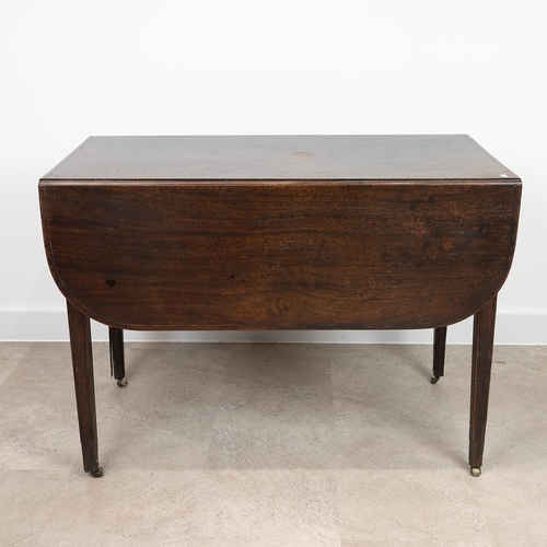 402 - Georgian mahogany Pembroke table with string inlay detail and draw to either side. H 70cm, W 97cm, L... 