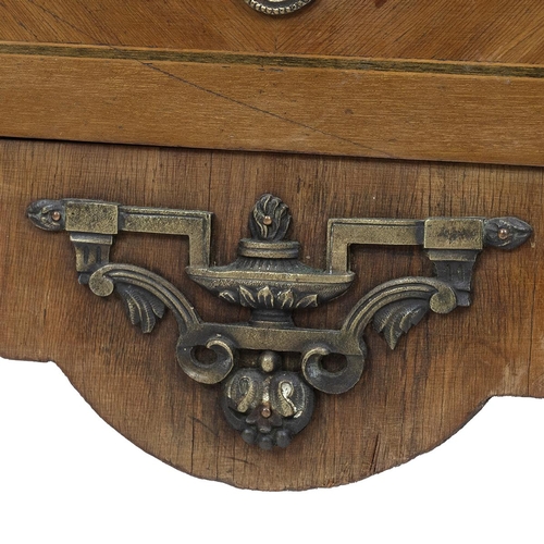 420 - Mid 19th Century French walnut secretaire with parquetry and gilt metal detailing and black marble t... 