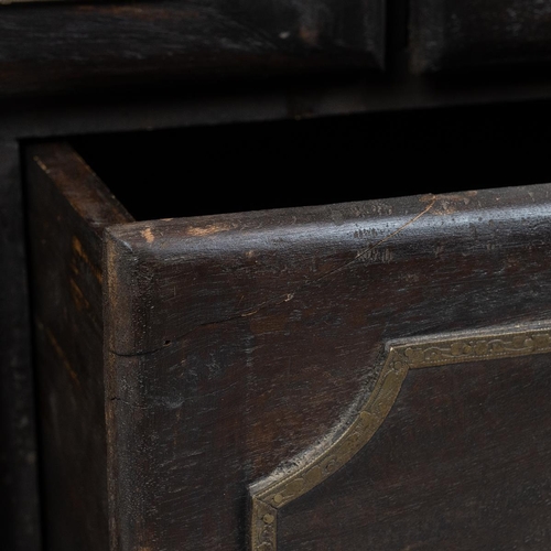 435 - Anglo-Indian small hardwood chest of drawers with extensive brass detailing. Three small drawers wit... 