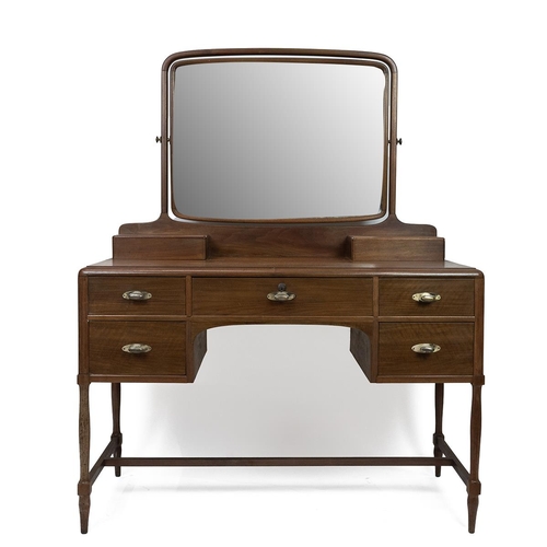 456 - Early 20th Century teak Dressing Table with swing toilet mirror and two drawers to top, over five dr... 