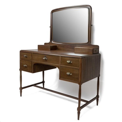 456 - Early 20th Century teak Dressing Table with swing toilet mirror and two drawers to top, over five dr... 