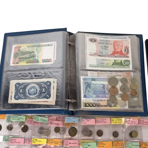 50 - Coin and banknote collection. Folio of South American banknotes including Argentina, Bolivia and Bra... 