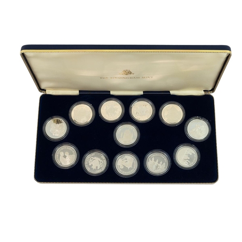 58 - 1980 Queen Mother 80th Birthday 925 silver proof 12-coin medal set from The Birmingham Mint. Weight:... 