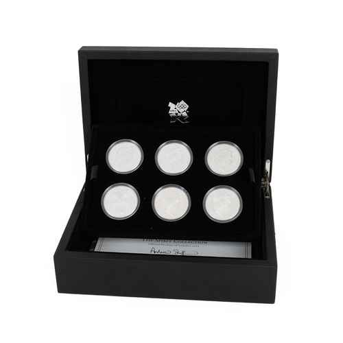 64 - 2010 Celebration of Britain London 2012 Olympics 'Spirit Collection' set of six 925 silver proof £5 ... 