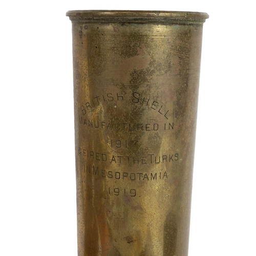 83 - Mixed group of mainly WW1 & WW2 military collectables. WW1 shell case engraved 'British shell manufa... 