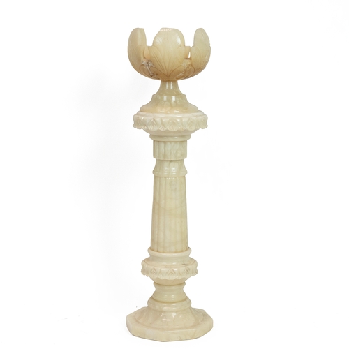 88 - Vintage marble Jardiniere on Stand (H 92cm combined) together with a square based marble table lamp ... 