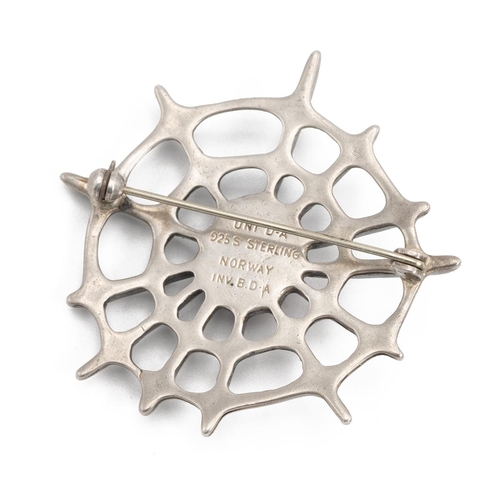 102 - Uni David Andersen, designed by Ben (Benedicte) David Andersen,  set silver spiders web brooch, Norw... 