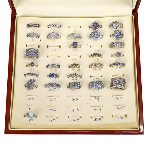 136 - Large collection of gem set silver rings, earrings and pendants, approximately 240 in total. Please ... 