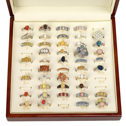 136 - Large collection of gem set silver rings, earrings and pendants, approximately 240 in total. Please ... 