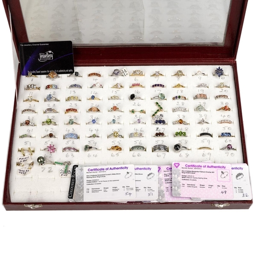 136 - Large collection of gem set silver rings, earrings and pendants, approximately 240 in total. Please ... 