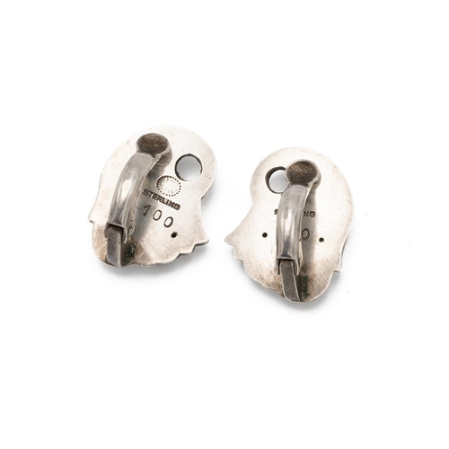 138 - George Jensen - pair of silver Tulip ear clips, model number 100, Denmark, bearing post-1945 marks. 