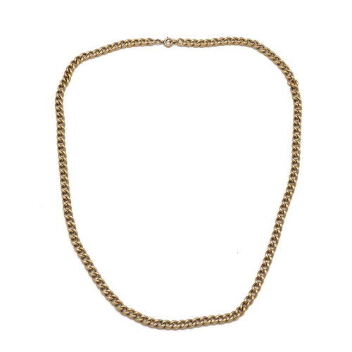 157 - Gold curb link necklace with bolt ring clasp, length 52cm weight 10.3g. Tested at 20ct gold on the x... 