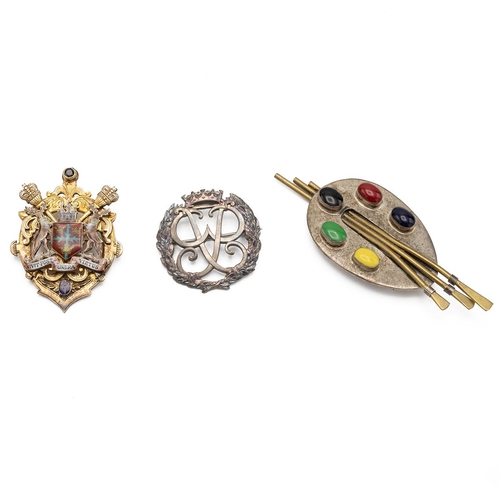 176 - A small collection of silver and other metal jewellery, including an enamel silver gilt Lady Mayross... 