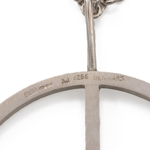 181 - Arne Johansen - A large mid-century silver pendant on chain, Denmark, with London hallmarks for 1975... 