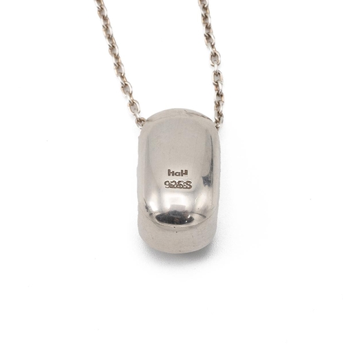 183 - Hans Hansen, silver nephrite jade set pendant and chain, Denmark, circa 1980.