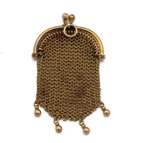 233 - French hallmarked 22ct gold chainmail sovereign purse weight 12g.