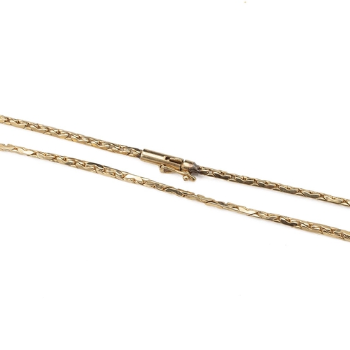 243 - A gold chain, stamped ’Tiffany & Co’, ‘14k’ and ‘Pat 4170809’ to the clasp, approximately 48 cm long... 