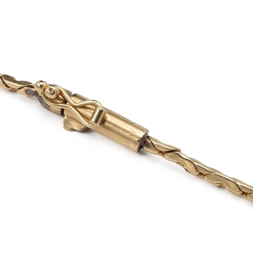 243 - A gold chain, stamped ’Tiffany & Co’, ‘14k’ and ‘Pat 4170809’ to the clasp, approximately 48 cm long... 