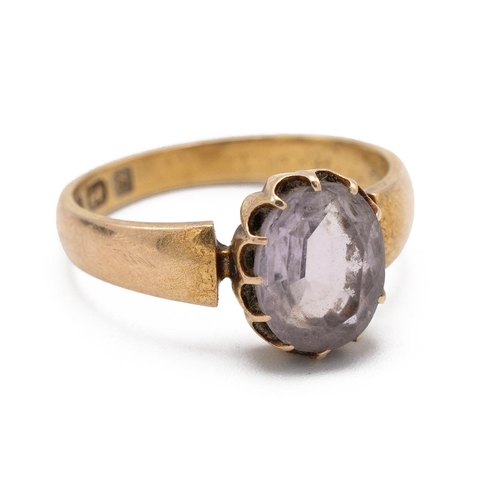 25 - Victorian 15ct gold single stone ring, Birmingham 1878, finger size L 1/2, 3.2g gross, cased.