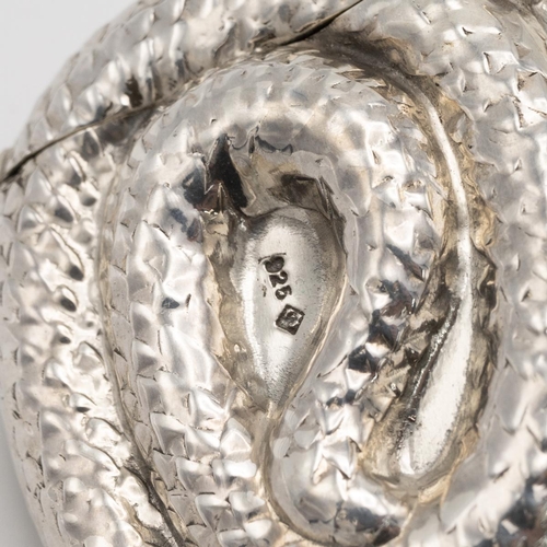 252 - Modern silver vesta case, in the form of a coiled snake, marked 925, 22g.