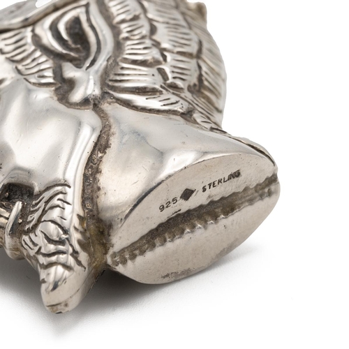 253 - Modern silver vesta case, in the form of a devil's head, marked 925, 39g including steel spring.