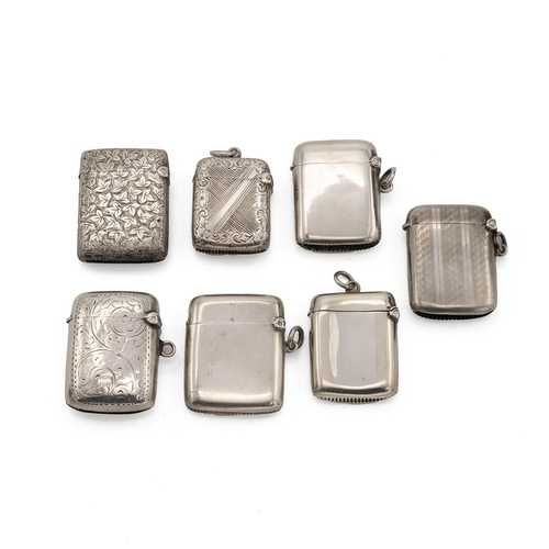 259 - Victorian silver and later vesta cases, of usual form with engraved and plain examples, various make... 