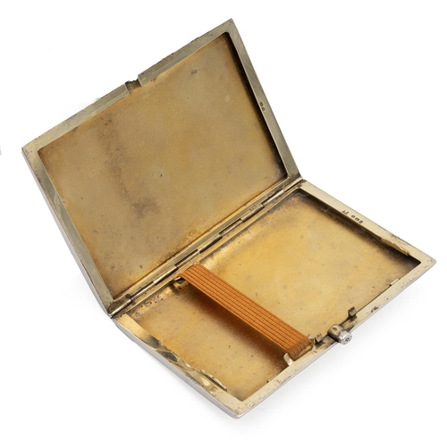 268 - Edwardian silver and guilloche brown enamel cigarette case, London import mark 1908, 97g.