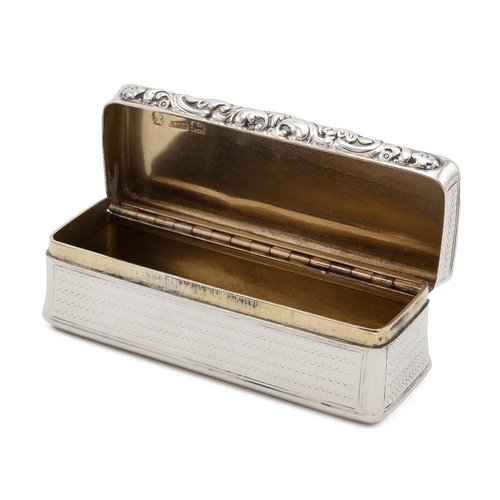 271 - George IV, silver box, of oblong form with engine decoration and a vacant cartouche, Birmingham 1827... 