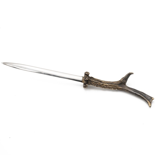 294 - A silver letter opener, with naturalistic handles, total weight 310g Birmingham 1975, J B Chatterley... 