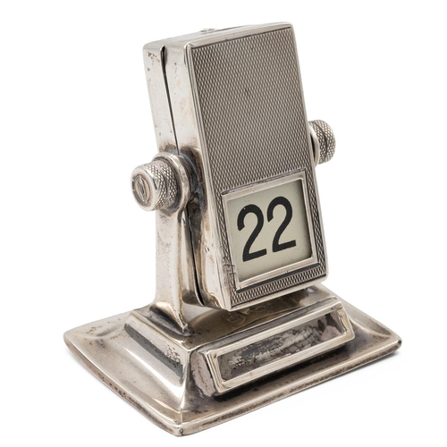 296 - Silver perpetual desk calendar, London import marks, 1930, George Stockwell & Co, 6cm high.