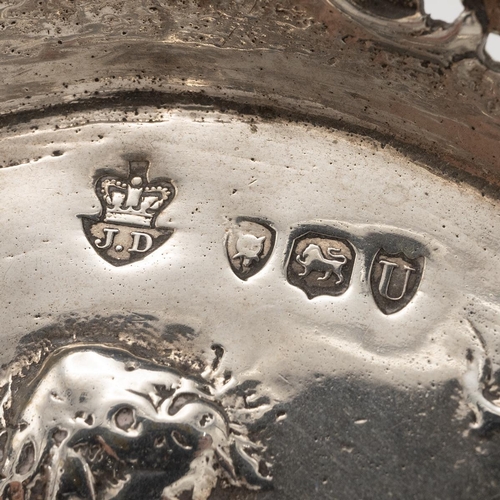 299 - Pair of Victorian beakers, embossed throughout with a pie crust edge, London 1890, markers mark VC, ... 