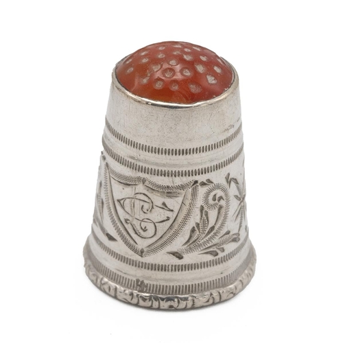 301 - 11 silver thimbles including an example by Charles Horner, an enamel example, and two silver plated ... 