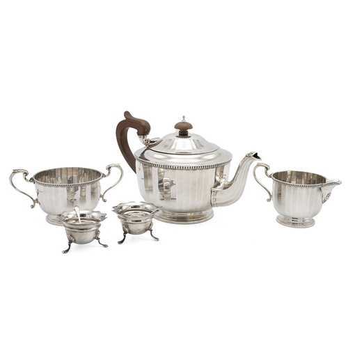 310 - Silver Art Deco three-piece tea service, retailed by Garrard, marked Birmingham 1926, Adie Brothers,... 