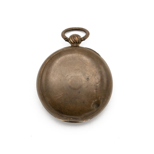 313 - Louisa Moore, mid 19th Century gilt brass pocket watch. Engraved movement cover, 43mm case, engine t... 