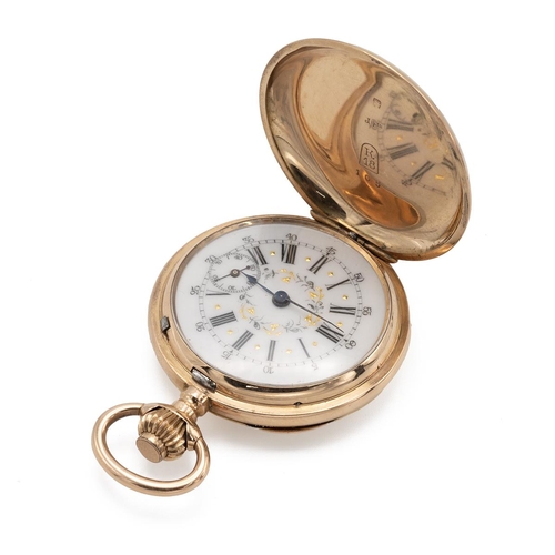 316 - Antique 18ct gold ladies pocket watch marked 'C.J. & A. Perrenoud & Cie' to the movement cover. Fron... 